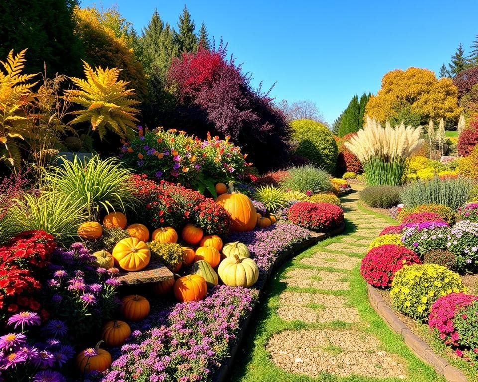 Farbenfrohe Herbstgestaltung im Garten