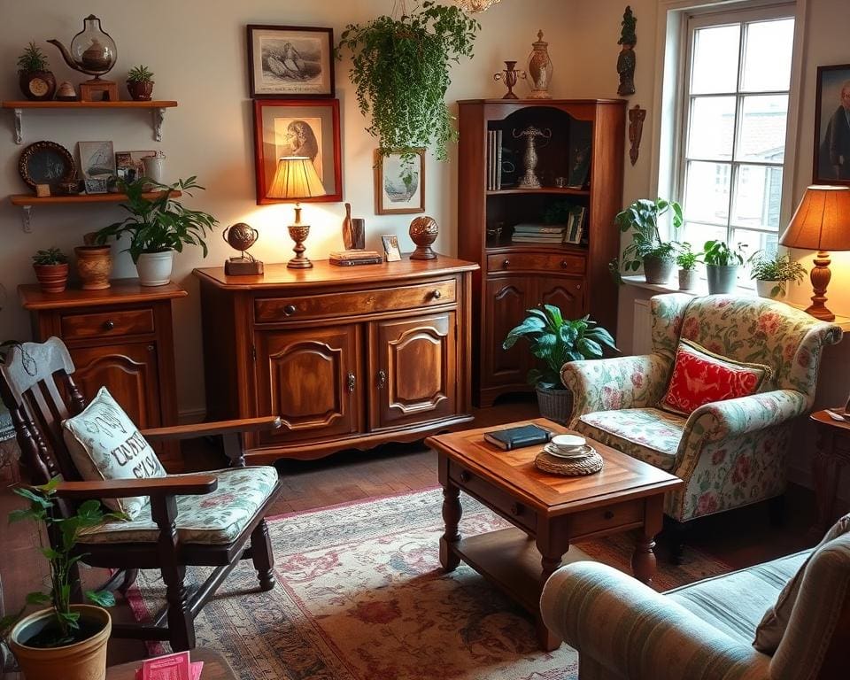 Holzmöbel im Vintage-Stil für kleine Wohnzimmer