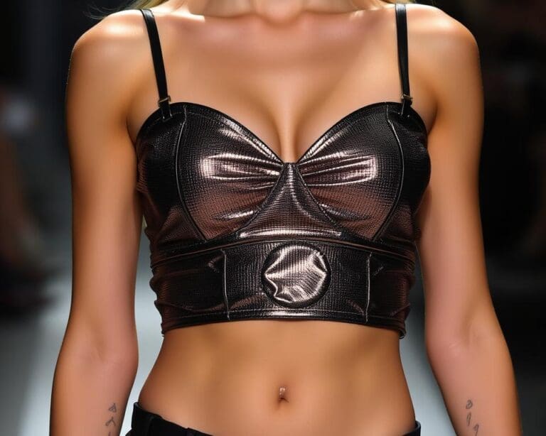 Büste Kleidung in metallischem Glanz für High-Fashion-Looks