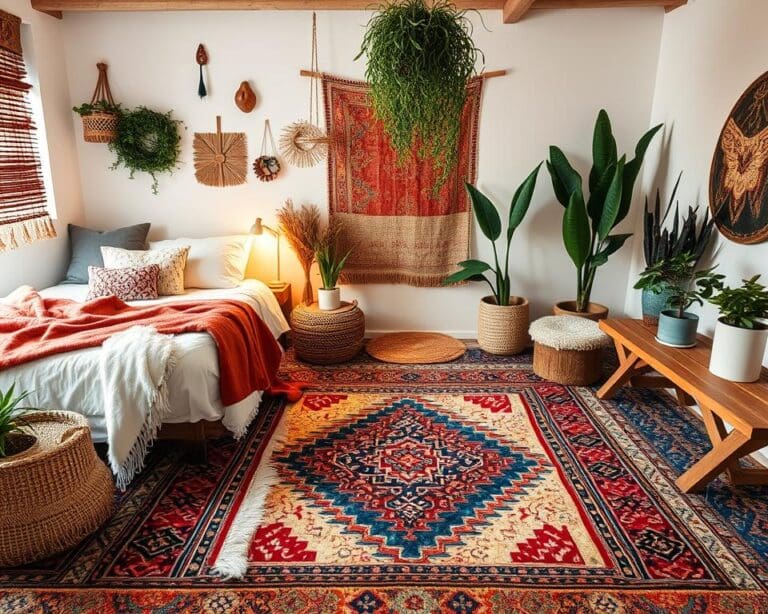 Teppiche im Boho-Design für kreative Akzente im Schlafzimmer