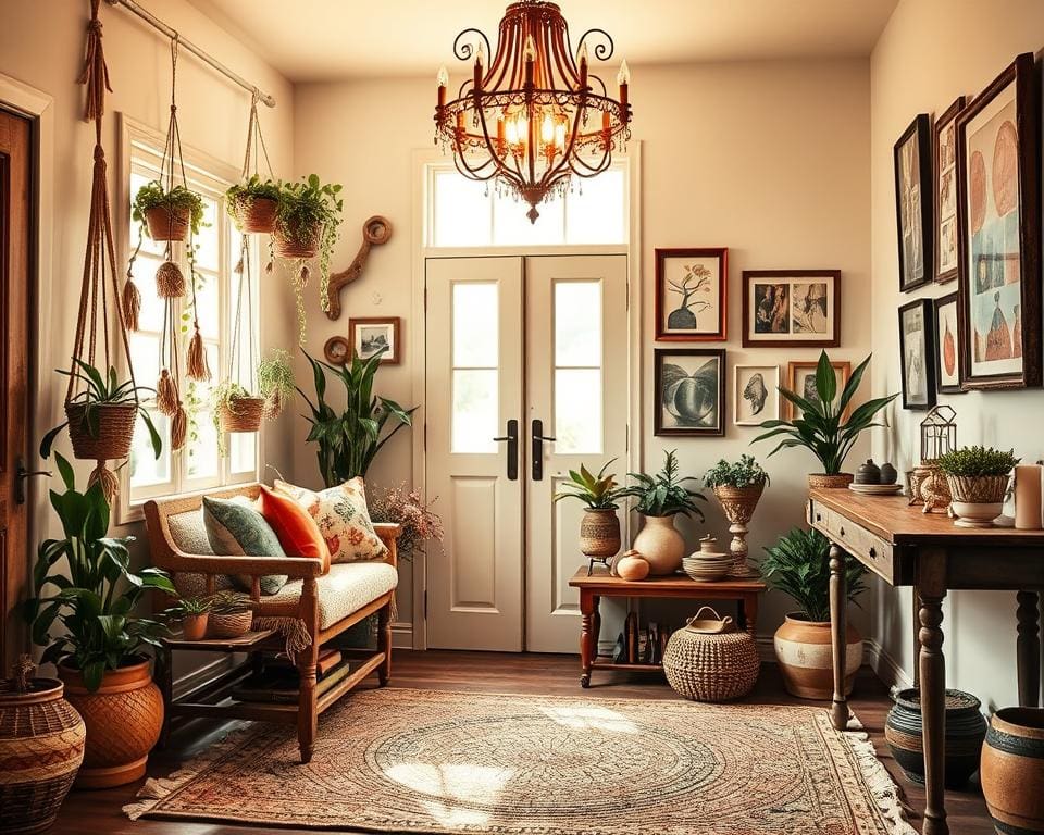 Was sind elegante Ideen für den Boho-Eingangsbereich?