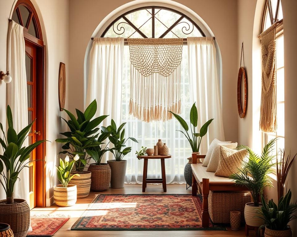 Was sind elegante Ideen für den Boho-Eingangsbereich?