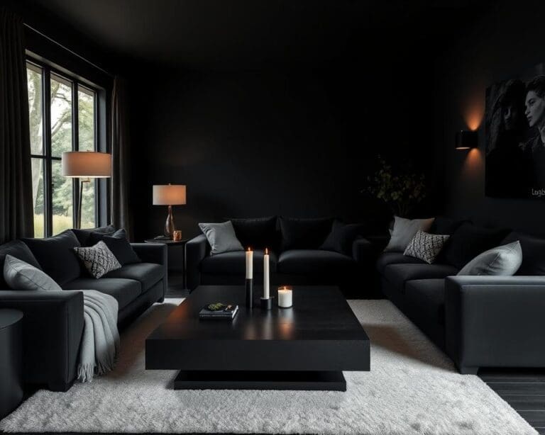 Wie machst du ein Wohnzimmer in Schwarz wohnlich?