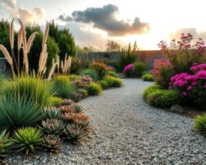 Wie planst du ein Gartenkonzept mit wenig Wasserbedarf?